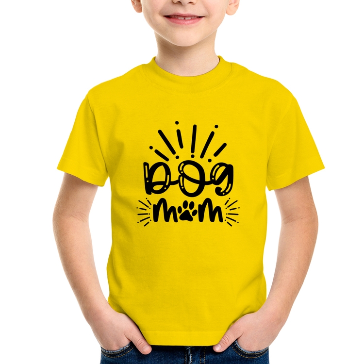 Camiseta Infantil Dog Mom - Amarela