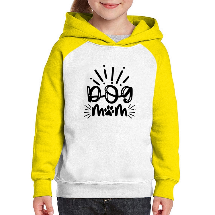 Moletom Infantil Dog Mom - Branco/Amarelo