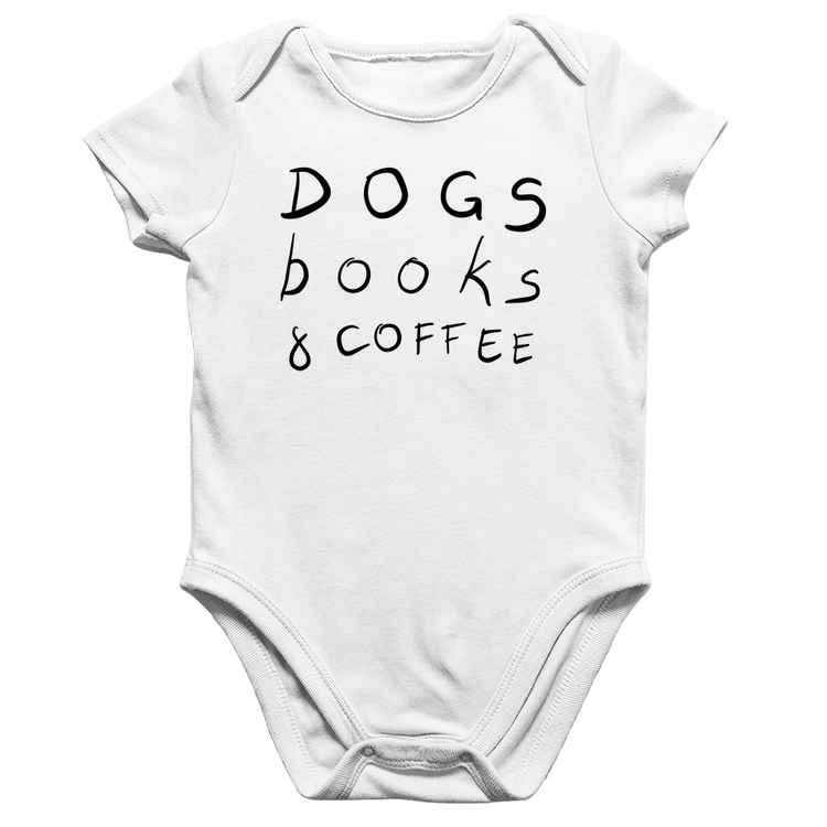 Body Bebê Algodão Dogs Books and Coffee - Branco