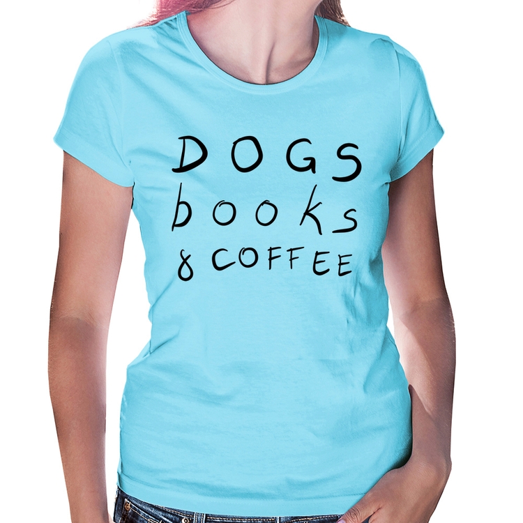 Baby Look Dogs Books and Coffee - Azul Bebê