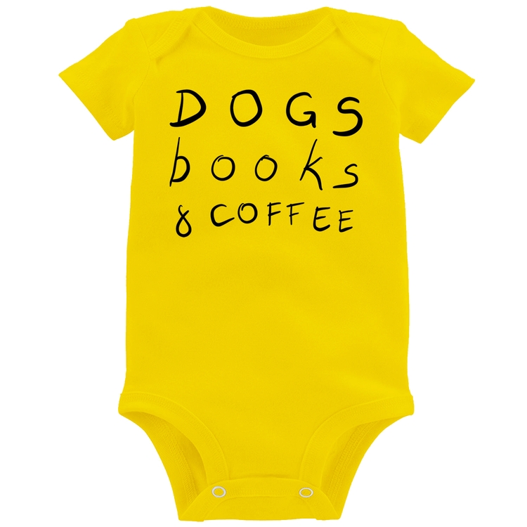 Body Bebê Dogs Books and Coffee - Amarelo