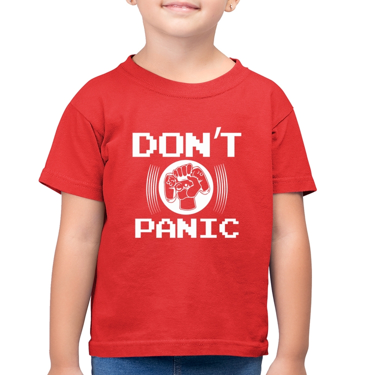 Camiseta Algodão Infantil Don't Panic - Vermelha
