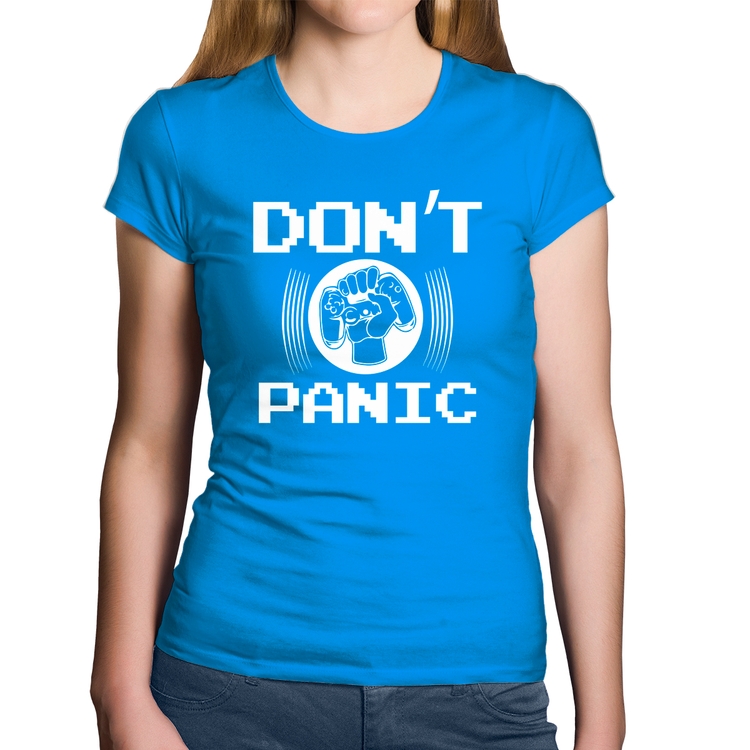 Baby Look Algodão Don't Panic - Azul