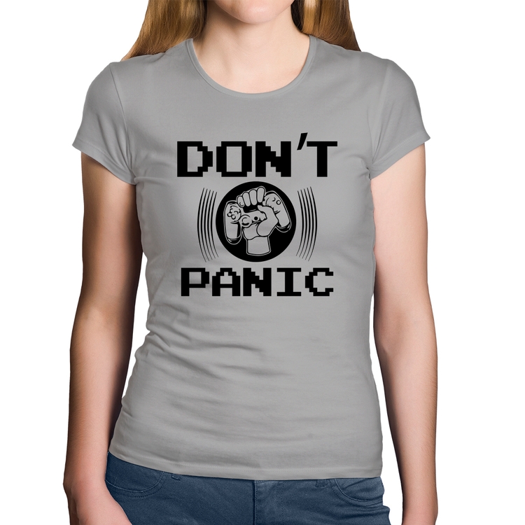 Baby Look Algodão Don't Panic - Cinza