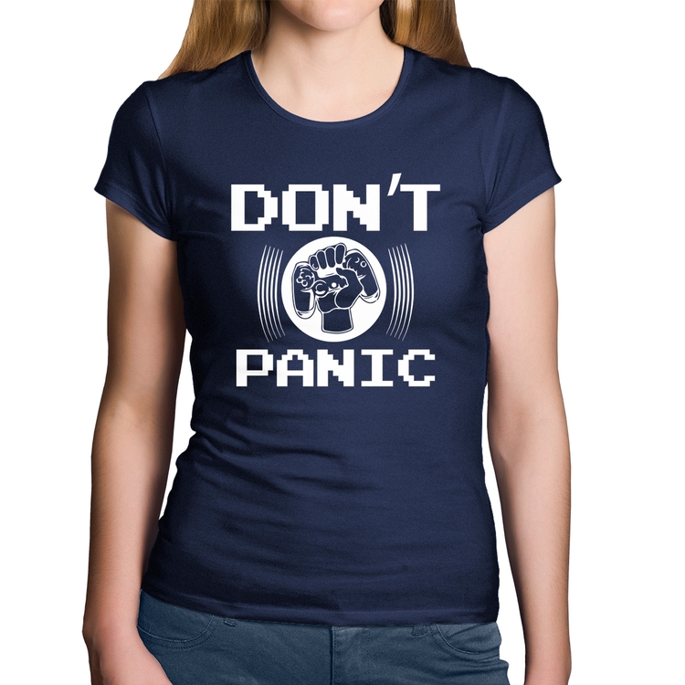 Baby Look Algodão Don't Panic - Marinho