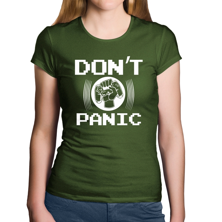 Baby Look Algodão Don't Panic - Musgo