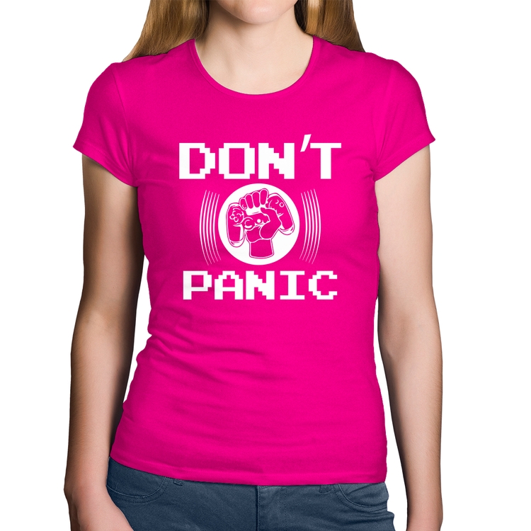 Baby Look Algodão Don't Panic - Rosa