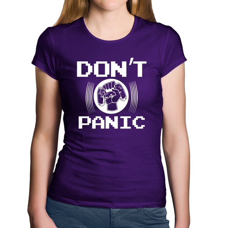 Baby Look Algodão Don't Panic - Roxa