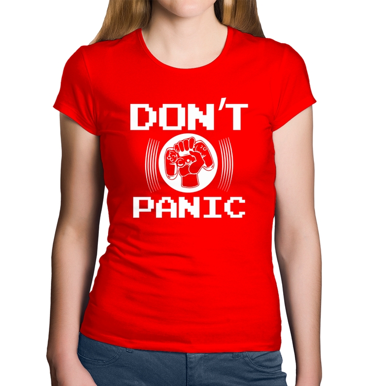 Baby Look Algodão Don't Panic - Vermelha