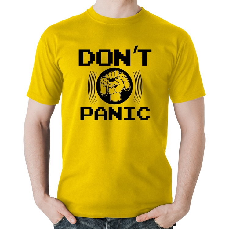 Camiseta Algodão Don't Panic - Amarela