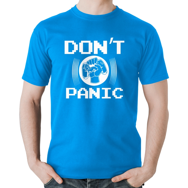 Camiseta Algodão Don't Panic - Azul
