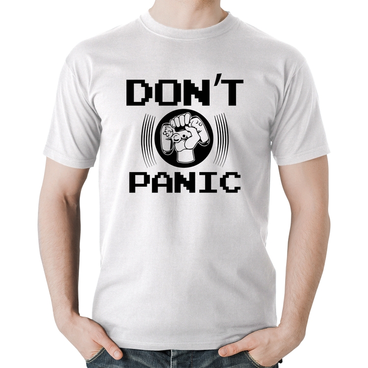 Camiseta Algodão Don't Panic - Branca