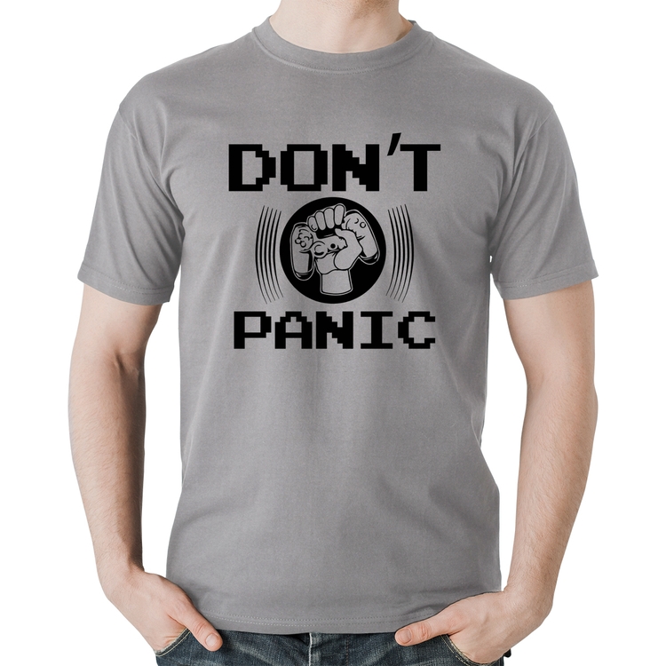 Camiseta Algodão Don't Panic - Cinza