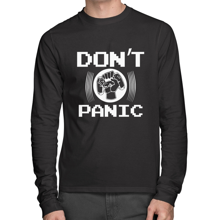 Camiseta Algodão Don't Panic Manga Longa