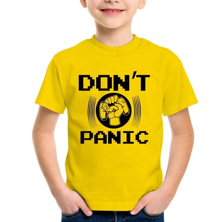 Camiseta Infantil Don't Panic - Amarela