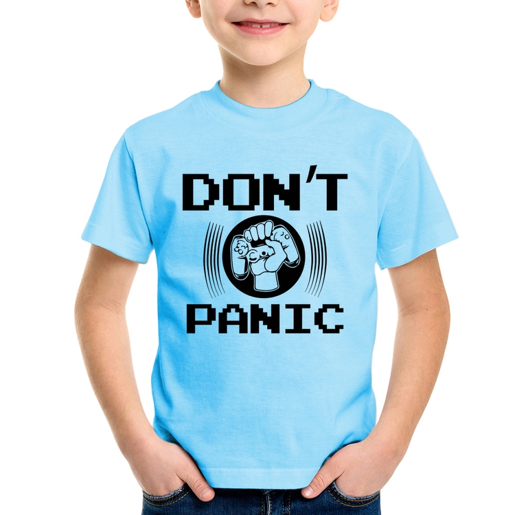 Camiseta Infantil Don't Panic - Azul Bebê