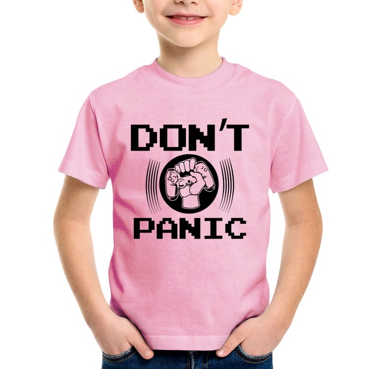 Camiseta Infantil Don't Panic - Rosa Bebê