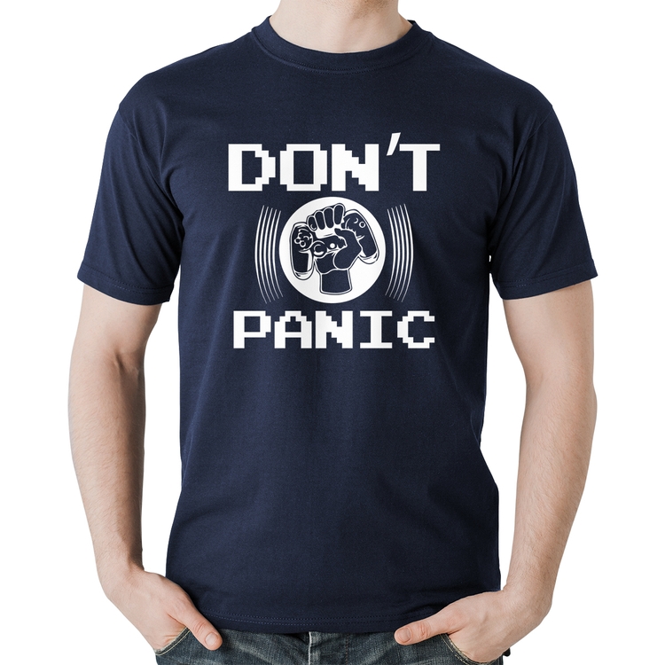 Camiseta Algodão Don't Panic - Marinho