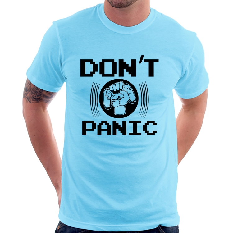 Camiseta Don't Panic - Azul Bebê