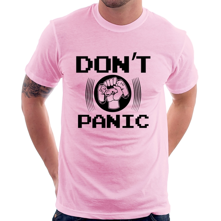 Camiseta Don't Panic - Rosa Bebê