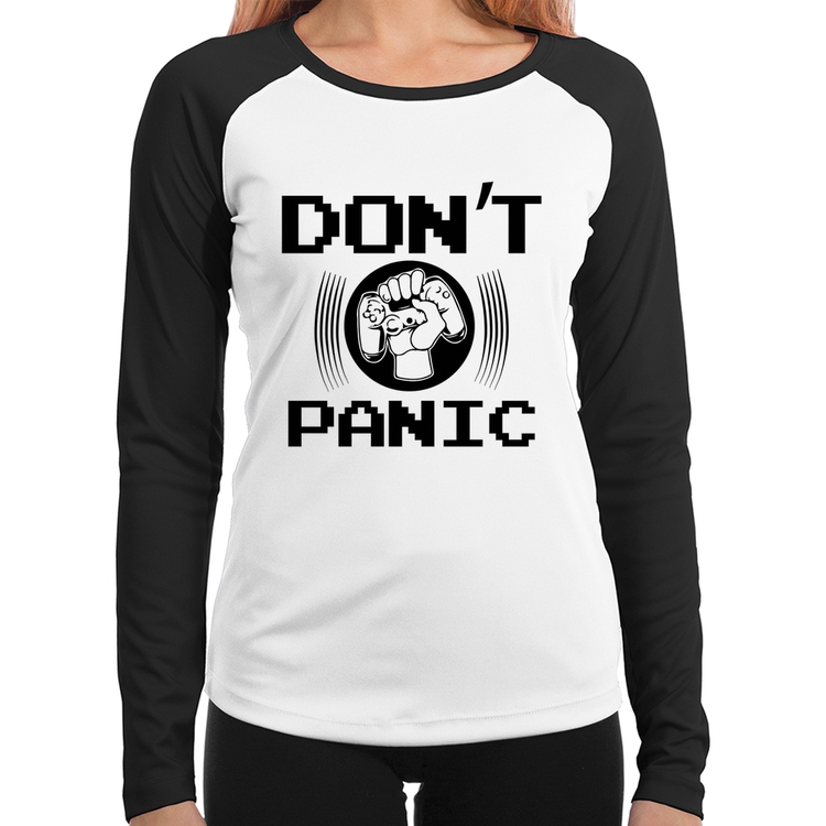 Baby Look Raglan Don't Panic Manga Longa