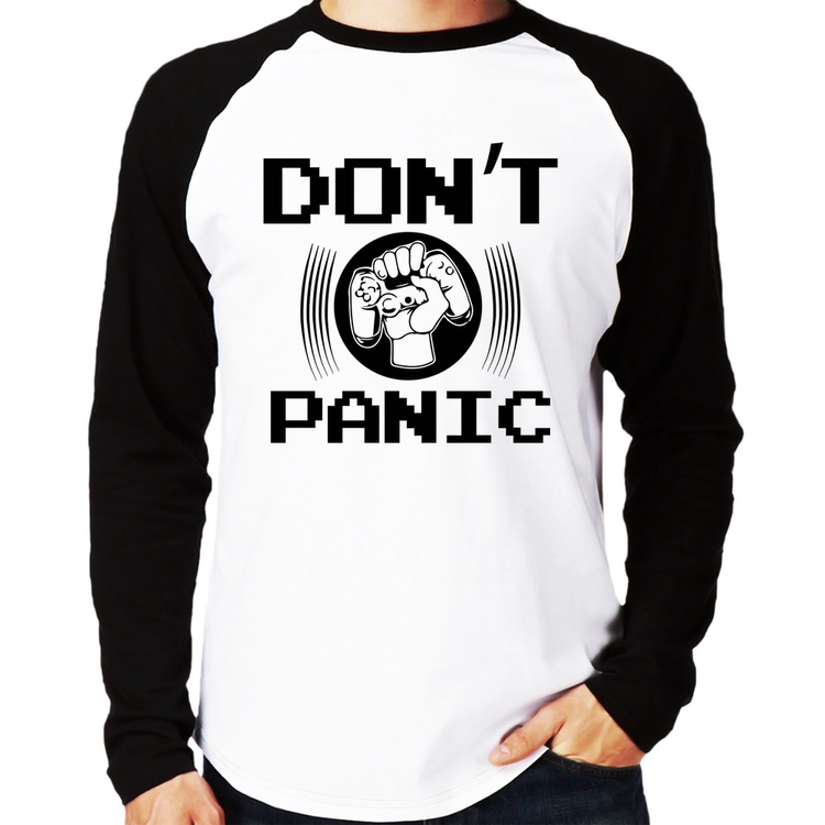 Camiseta Raglan Don't Panic Manga Longa