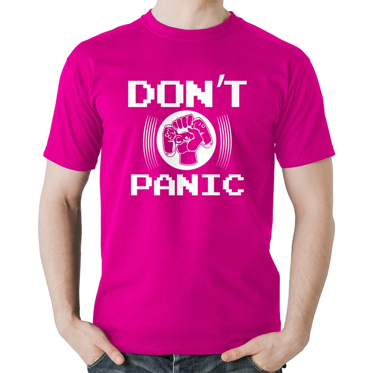 Camiseta Algodão Don't Panic - Rosa