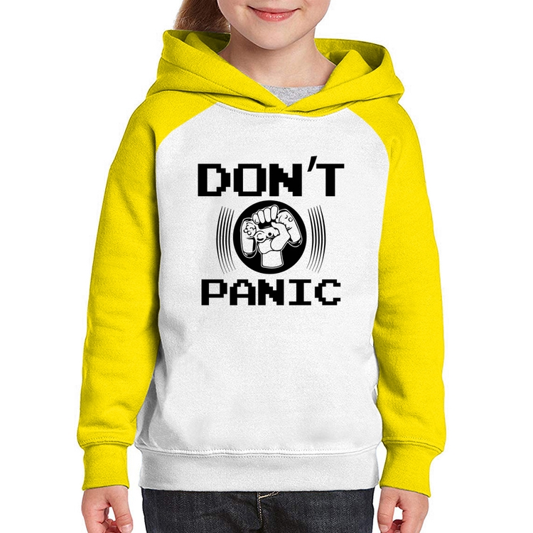 Moletom Infantil Don't Panic - Branco/Amarelo