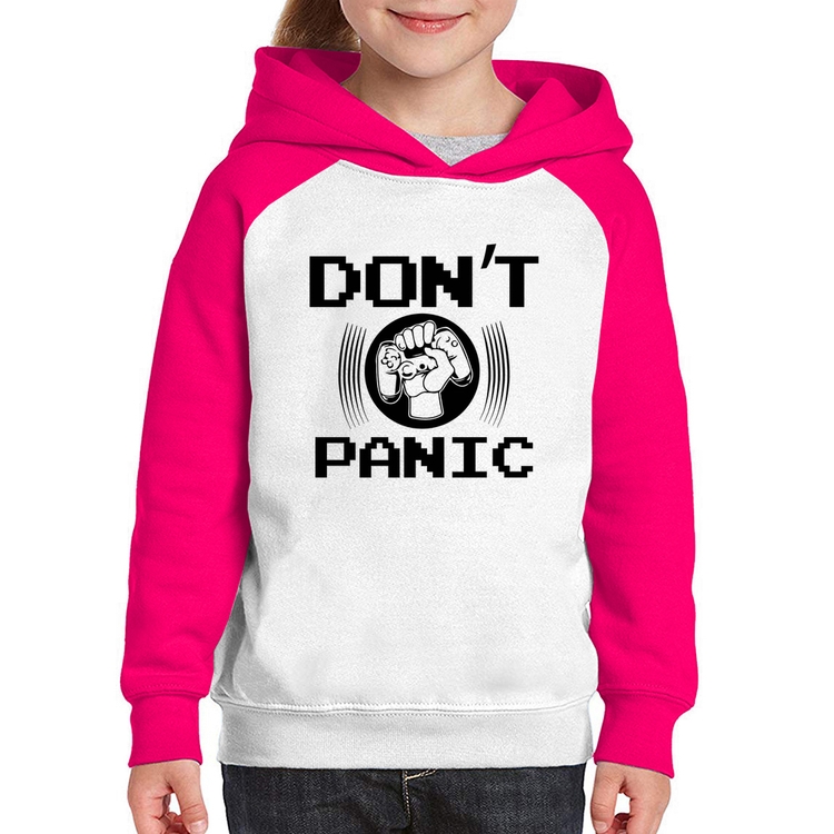 Moletom Infantil Don't Panic - Branco/Rosa