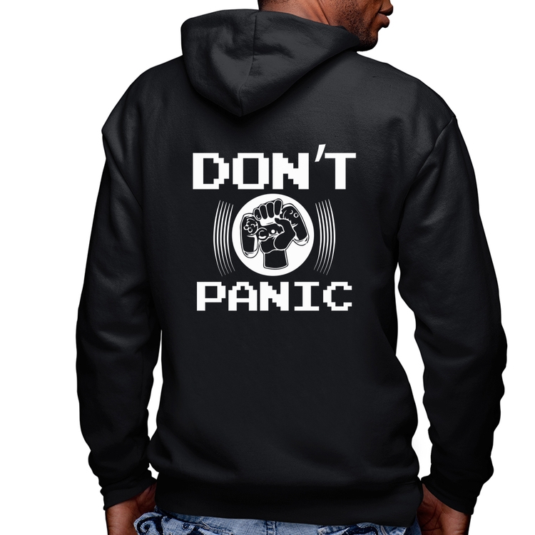 Blusa Moletom Don't Panic Masculina com Capuz e Zíper
