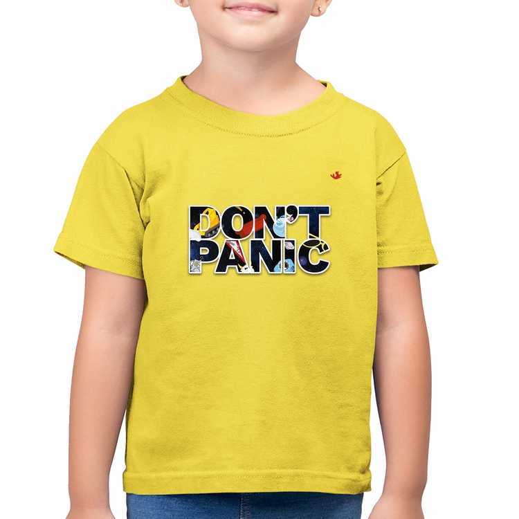 Camiseta Algodão Infantil Don't panic - Amarelo Canário