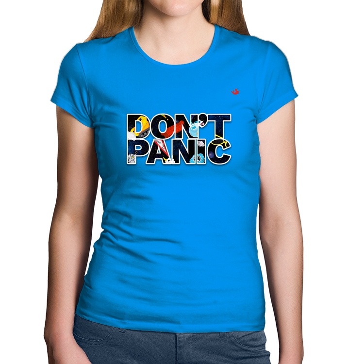 Baby Look Algodão Don't panic - Azul