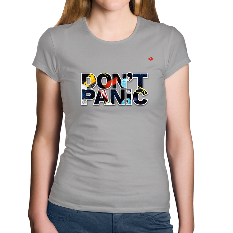 Baby Look Algodão Don't panic - Cinza