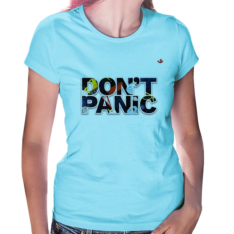 Baby Look Don't panic - Azul Bebê