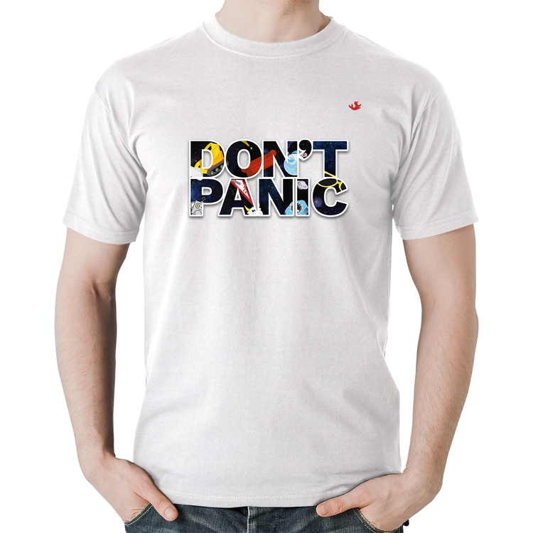 Camiseta Algodão Don't panic - Branca