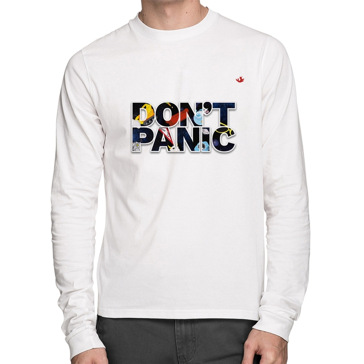Camiseta Algodão Don't panic Manga Longa - Branca