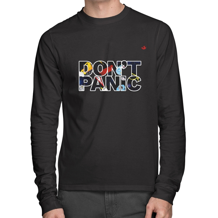 Camiseta Algodão Don't panic Manga Longa