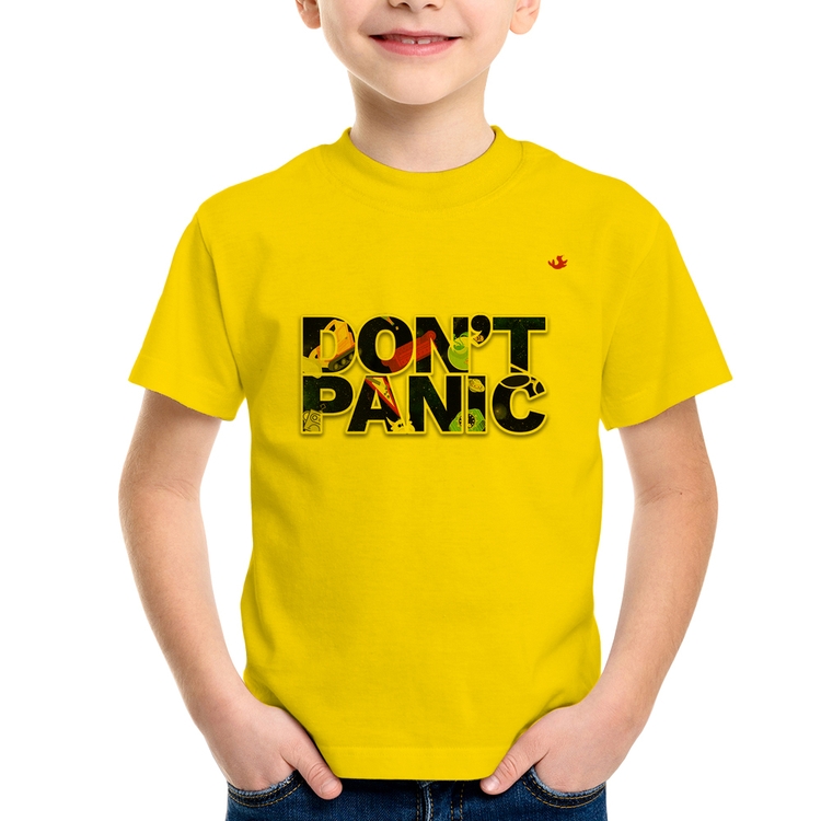 Camiseta Infantil Don't panic - Amarela