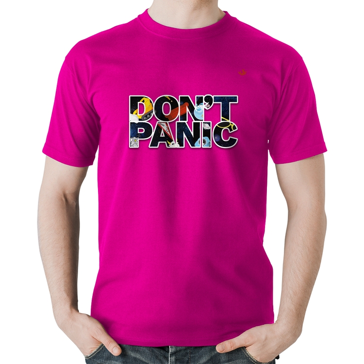 Camiseta Algodão Don't panic - Rosa