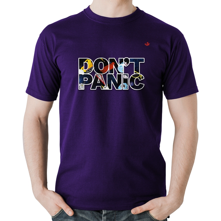 Camiseta Algodão Don't panic - Roxa
