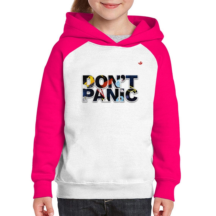 Moletom Infantil Don't panic - Branco/Rosa