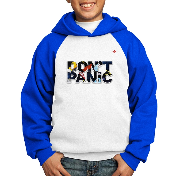Moletom Infantil Don't panic - Branco/Azul