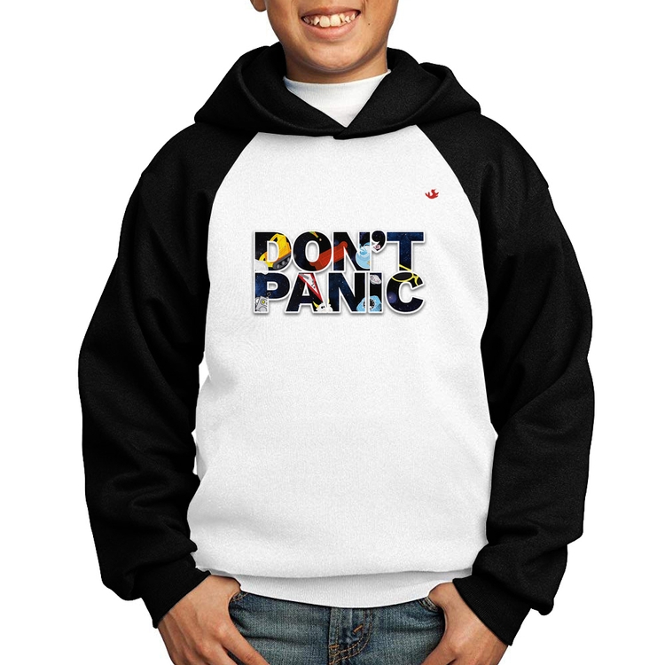 Moletom Infantil Don't panic - Branco/Preto