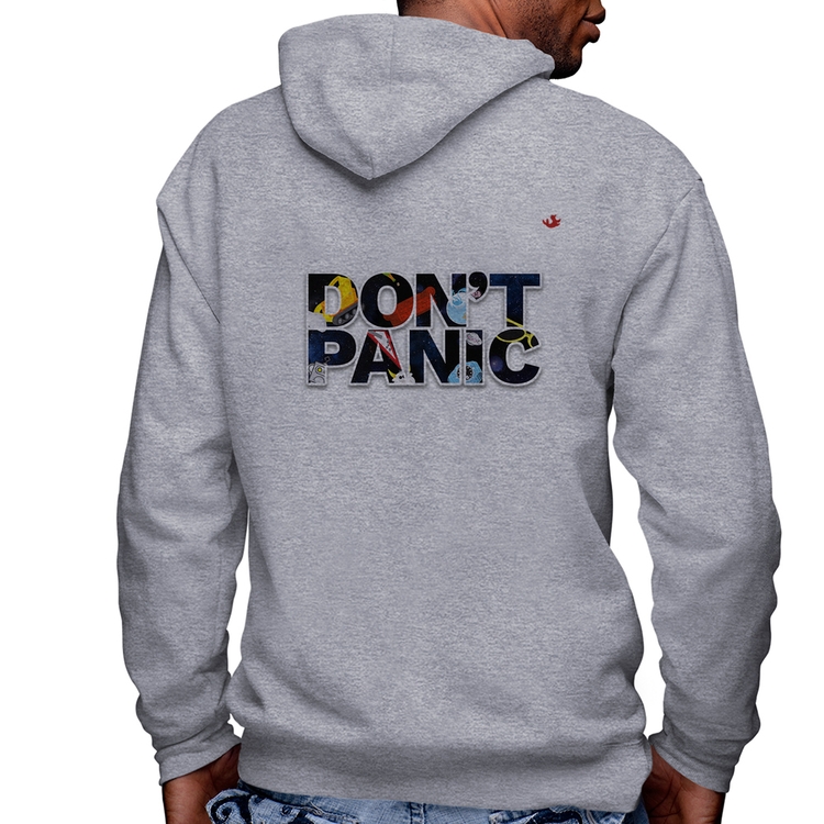 Blusa Moletom Don't panic Masculina com Capuz e Zíper - Mescla