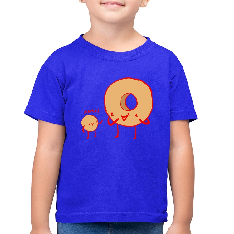 Camiseta Algodão Infantil Donuts - Azul Royal