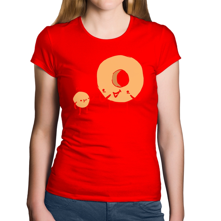 Baby Look Algodão Donuts - Vermelha