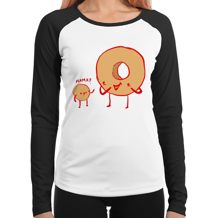 Baby Look Raglan Donuts Manga Longa