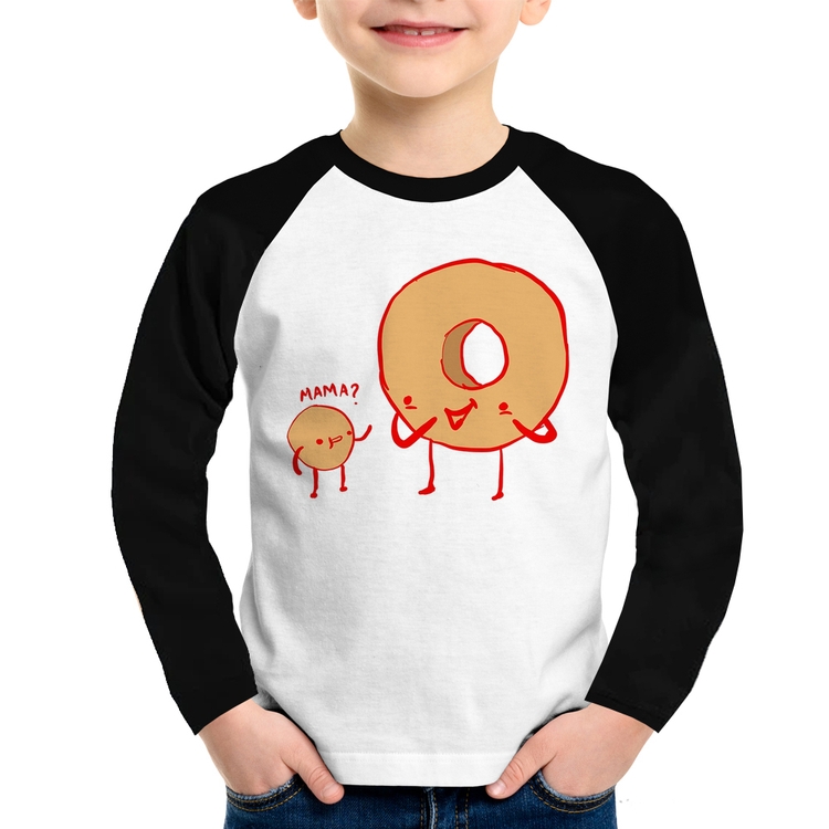 Camiseta Raglan Infantil Donuts Manga Longa