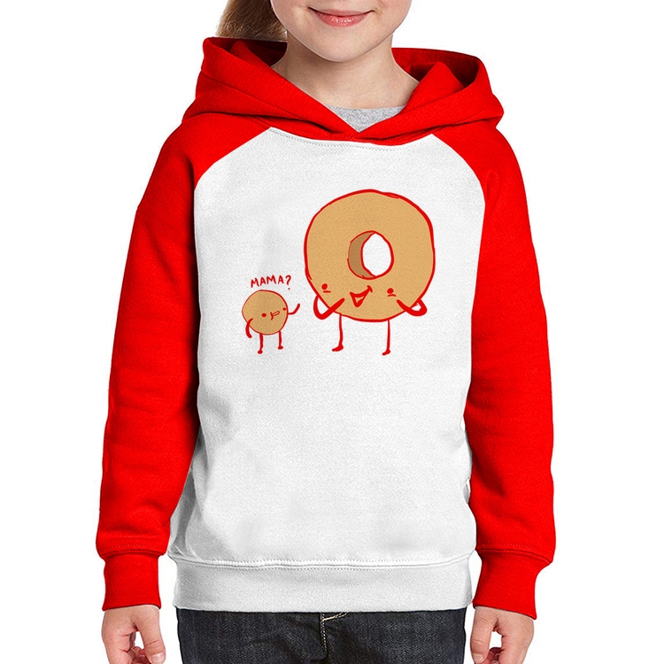 Moletom Infantil Donuts - Branco/Vermelho