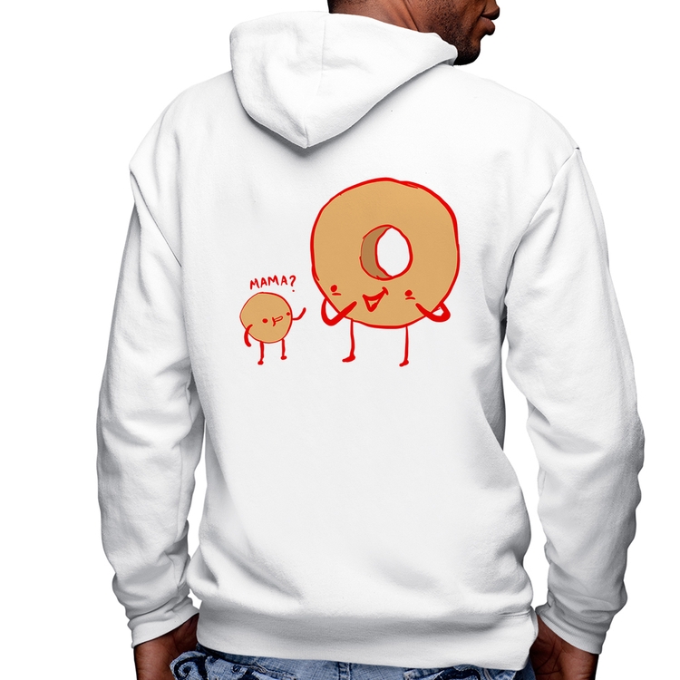 Blusa Moletom Donuts Masculina com Capuz e Zíper - Branca